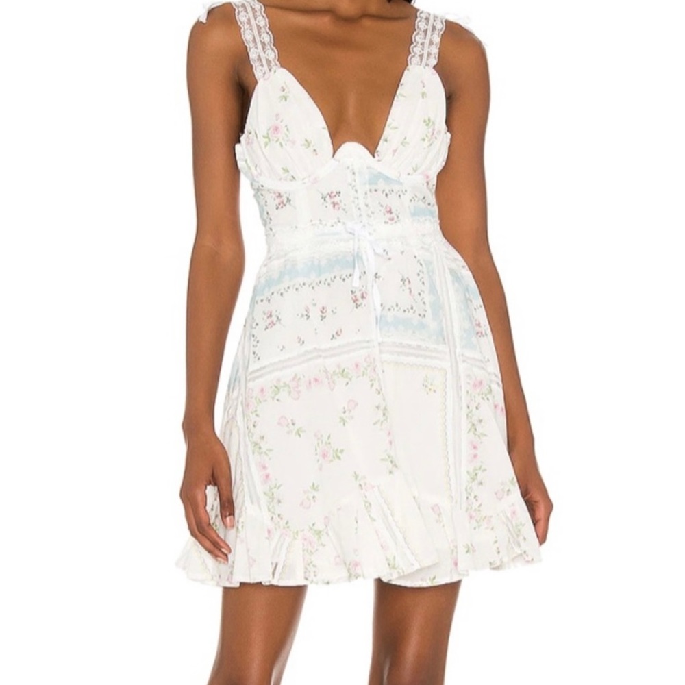 FOR LOVE AND LEMONS SHEA MINI DRESS in IVORY